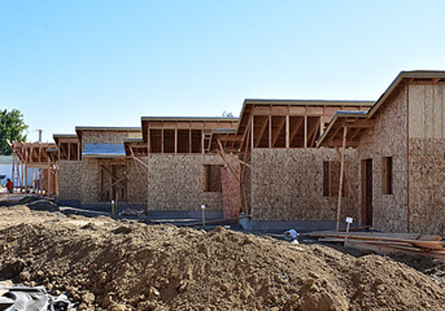 View of south side before weatherproofing