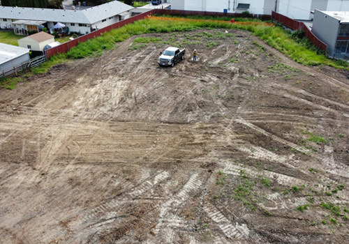 Aerial view of property cleared